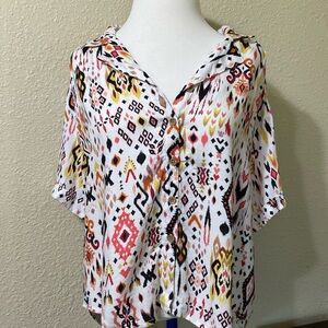 Jane and Delancey Short Sleeve Button Down Shirt NWOT Size M